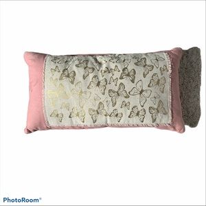 2 for $15 Accent pillow, pink gold butterfly decor